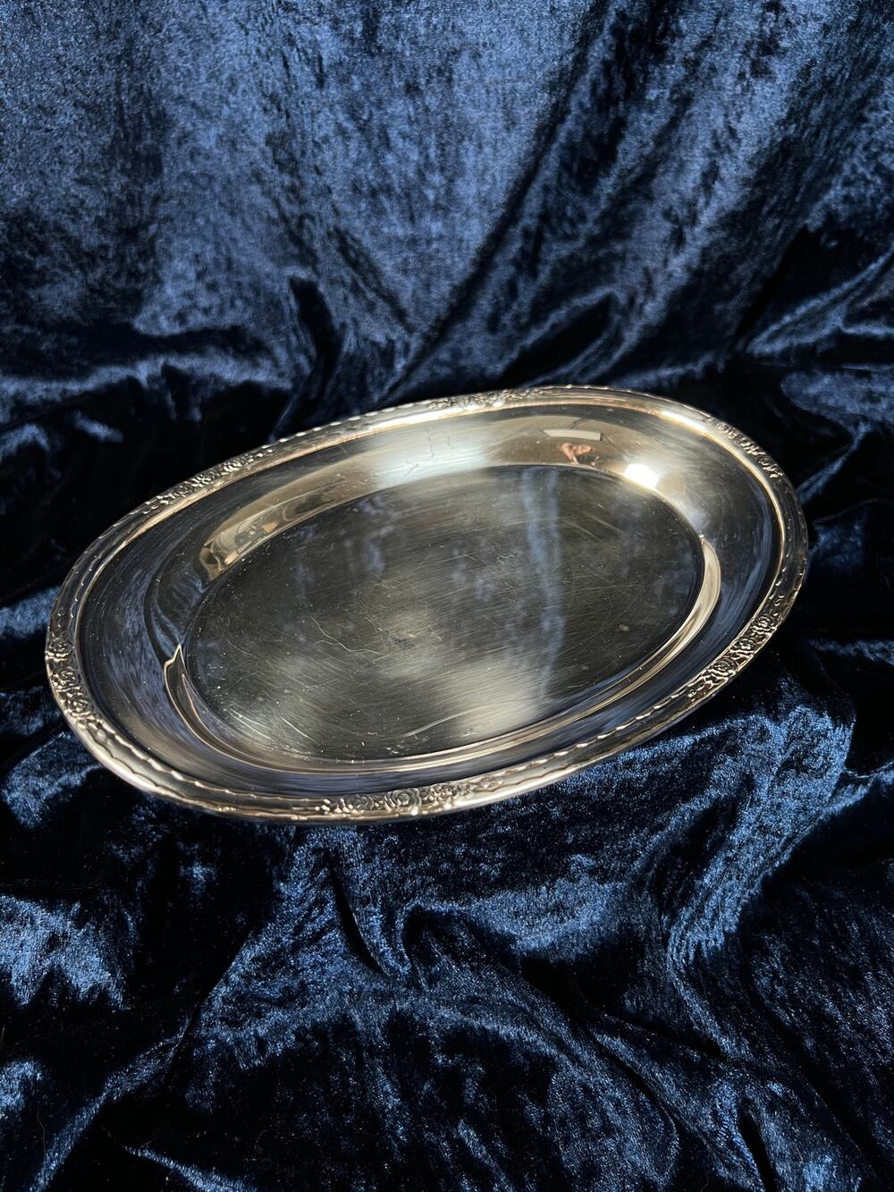 Vintage Silver Plate Metal Tray International Silver Co Camille Rose Floral 6029